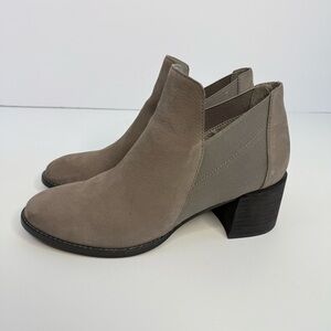 Eileen Fisher Leather Ankle Boots Women Size 9 Block Heel Slip On Comfy Taupe